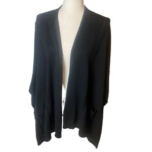 Lysse wool blend kimono poncho one size black